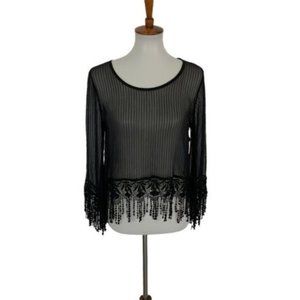 Dress the Population One Rad Girl Sheer Top Small Black